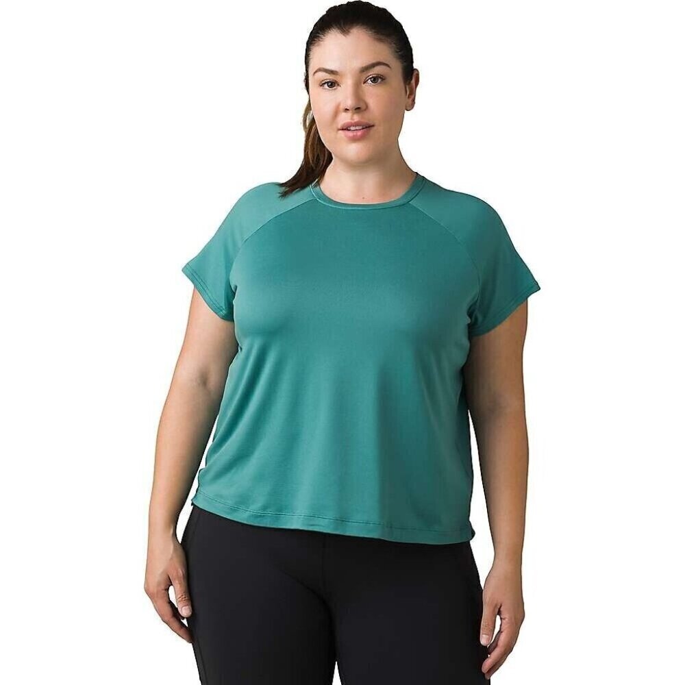 Women's PrAna Alpenglow Athletic T-Shirt 2X Cove / Green. UPF 30+ Wicking Soft
